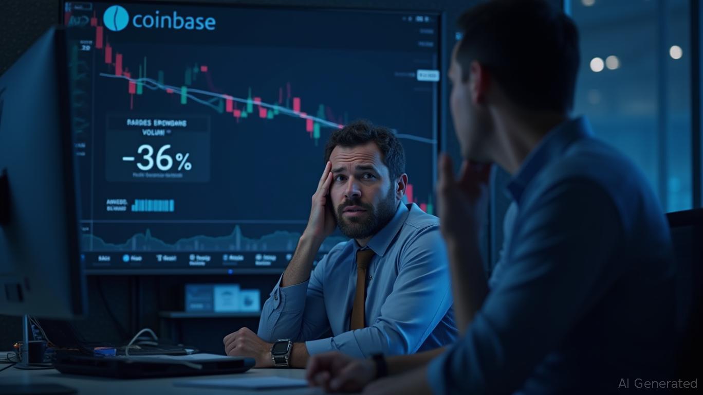 Coinbase Trading Volume Plummets 36% to 17th Place Amid Stock Price Decline
