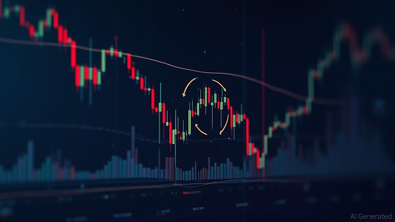Entero Therapeutics' 15-minute chart shows Bollinger Bands expanding downward, bearish marubozu signal.