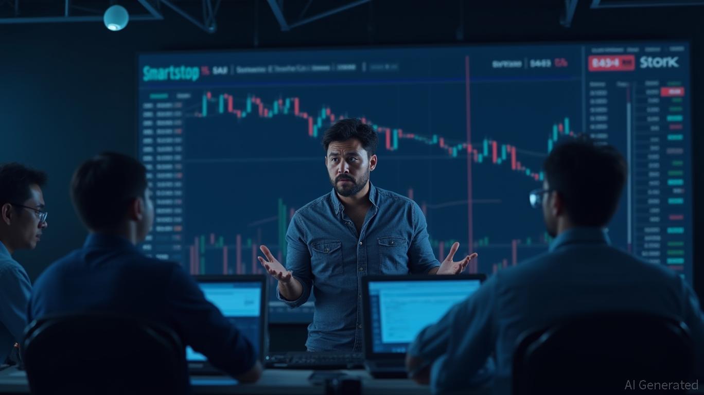 Smartstop's 15-min chart shows KDJ Death Cross, Bearish Marubozu pattern.