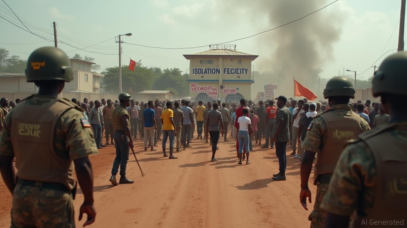 Witnesses said a Kenyan protester was shot during a demonstration at a U.S. Ebola isolation facility