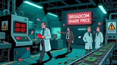 Broadcom shares plunged 4.48% on renewed scrutiny over AI semiconductor exposure.