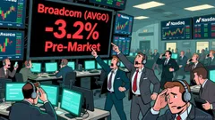 Broadcom AVGO shares fell 3.2% in pre-market trading amid profit-taking and defense sector gains.