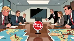 Trump Wears 'Happy Trump' Pin, But Insists He Was Never Happy Before Making America Great Again