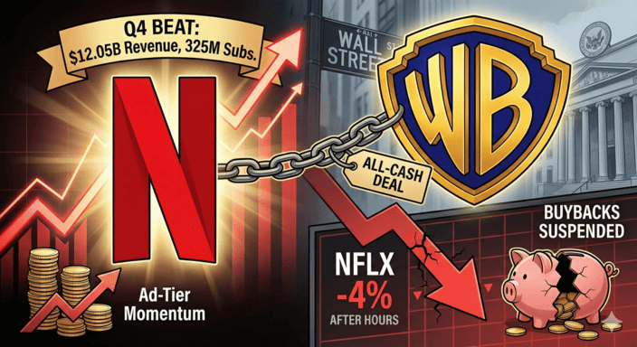 Netflix's Q4 earnings: Warner Bros. All-Cash Deal and Soft Guidance Overshadow Strong Q4 - Article cover image