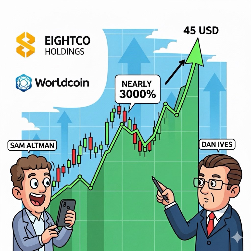 Eightco's Worldcoin Gambit Sparks 3,000% Surge in Volatile Crypto Treasury Play