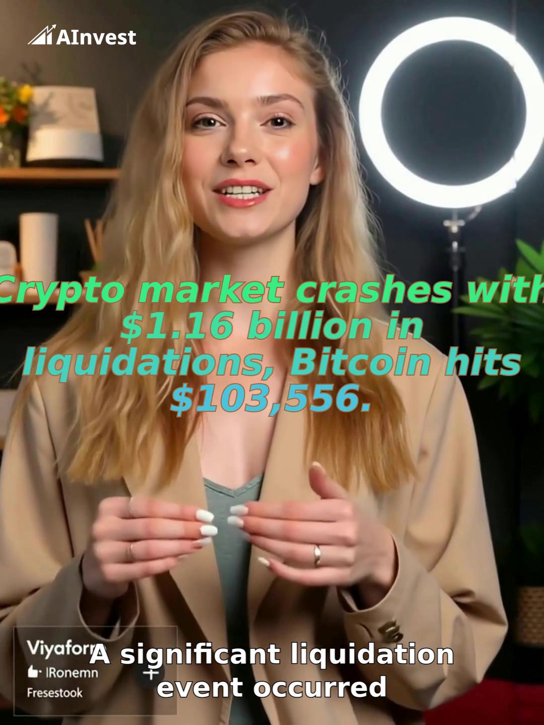 Crypto market crashes with $1.16 billion in liquidations, Bitcoin hits $103,556.