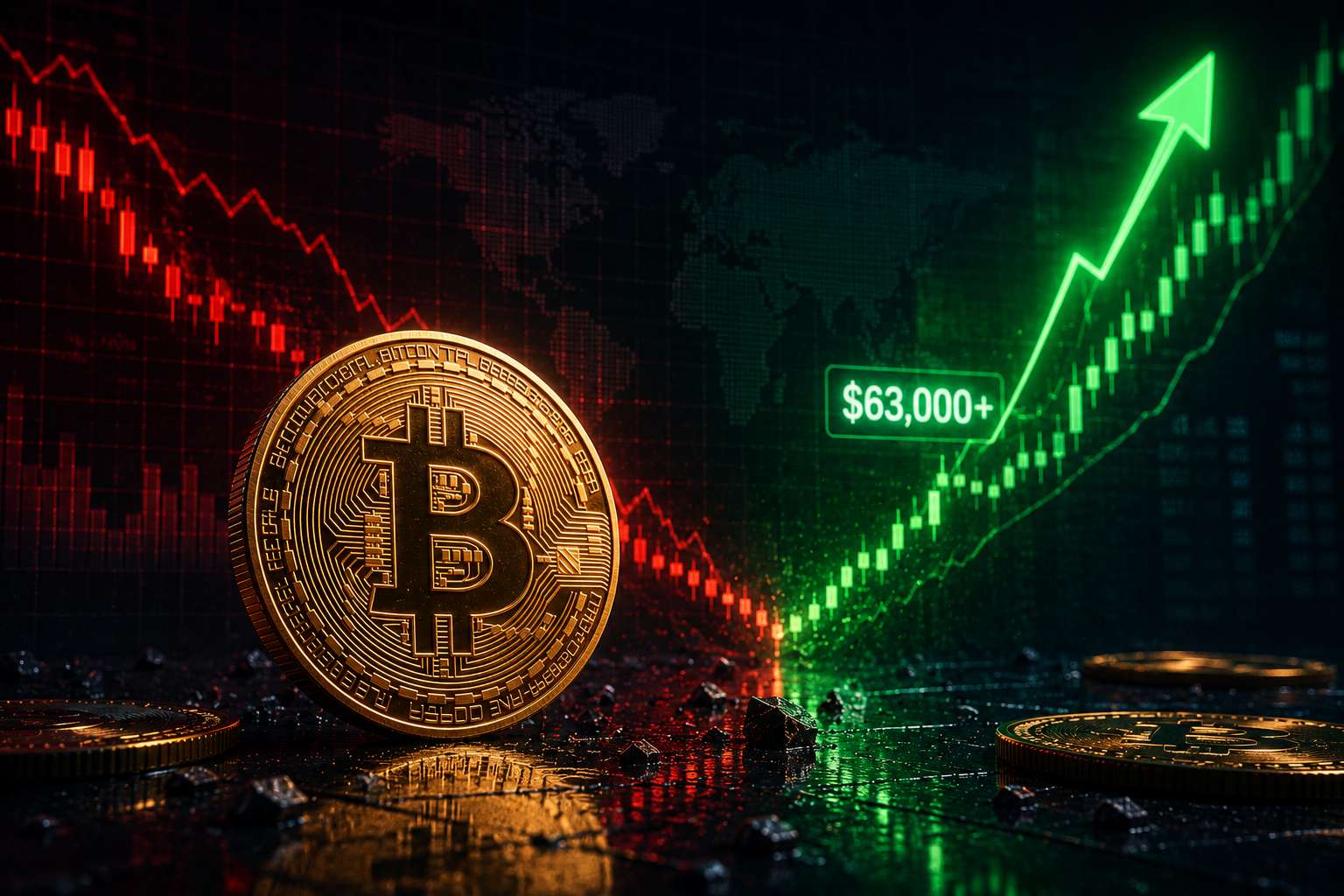 Bitcoin Reclaims $63K as Weekend Rebound Tests Market Fear